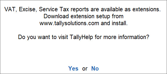 Download and install the extension for VAT, Excise, Service Tax
