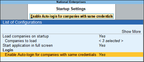 Auto-Login to Your Companies. 