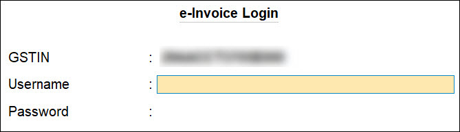 e-Invoice Login Screen in TallyPrime