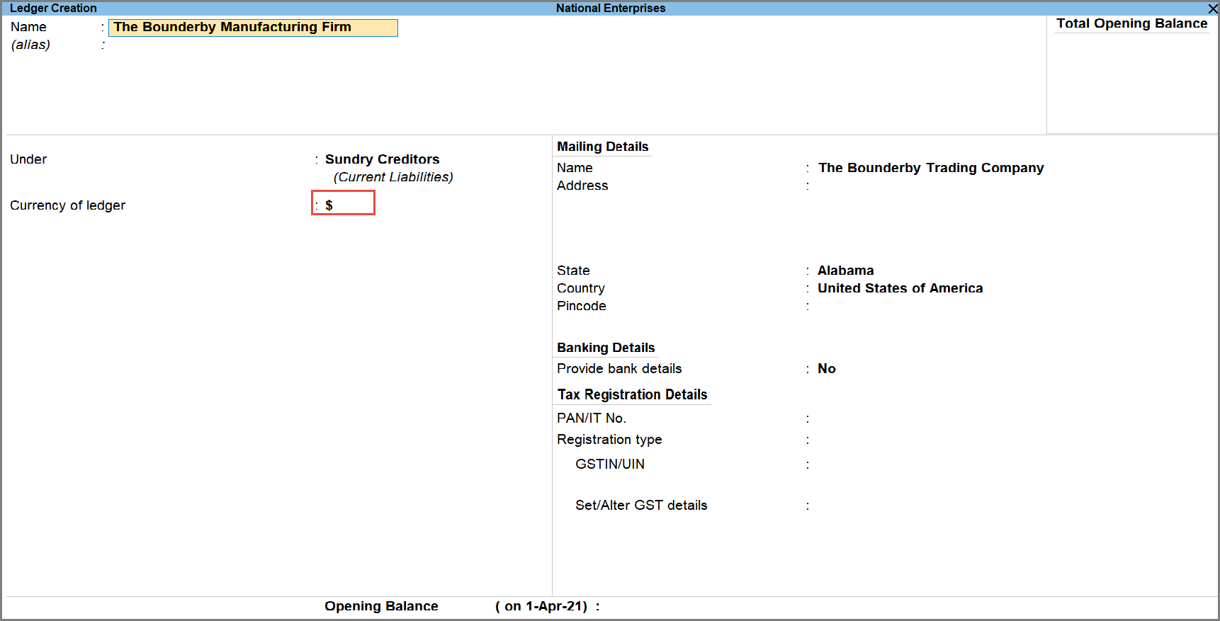 Maintain Bill By Bill Not Appearing in Ledger Creation Screen in TallyPrime When Foreign Currency is Chosen
