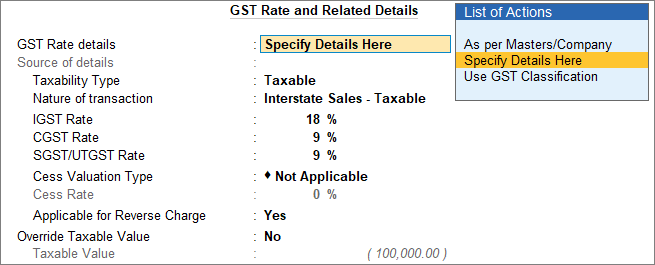 GST rate details for courier charges