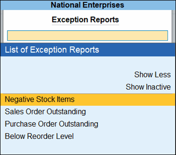 Exception reports