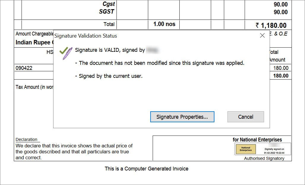 Validating Digital Signature