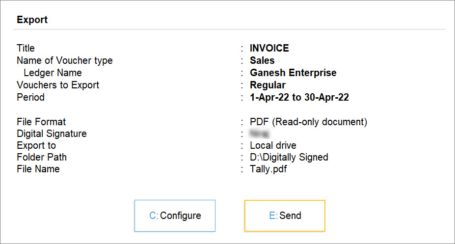 Add Digital Signature While Exporting Multi-Voucher Report for a Party and Period