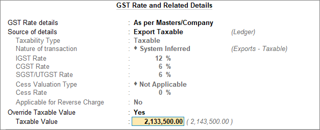 GST Rate Overridden