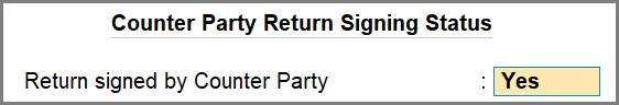 Counter Party Return Signing Status in TallyPrime