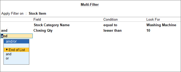 ApplyBasicFilter Multi-Filter Advanced TallyPrime