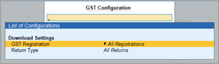 Configuration for GST Return Type for Downloading