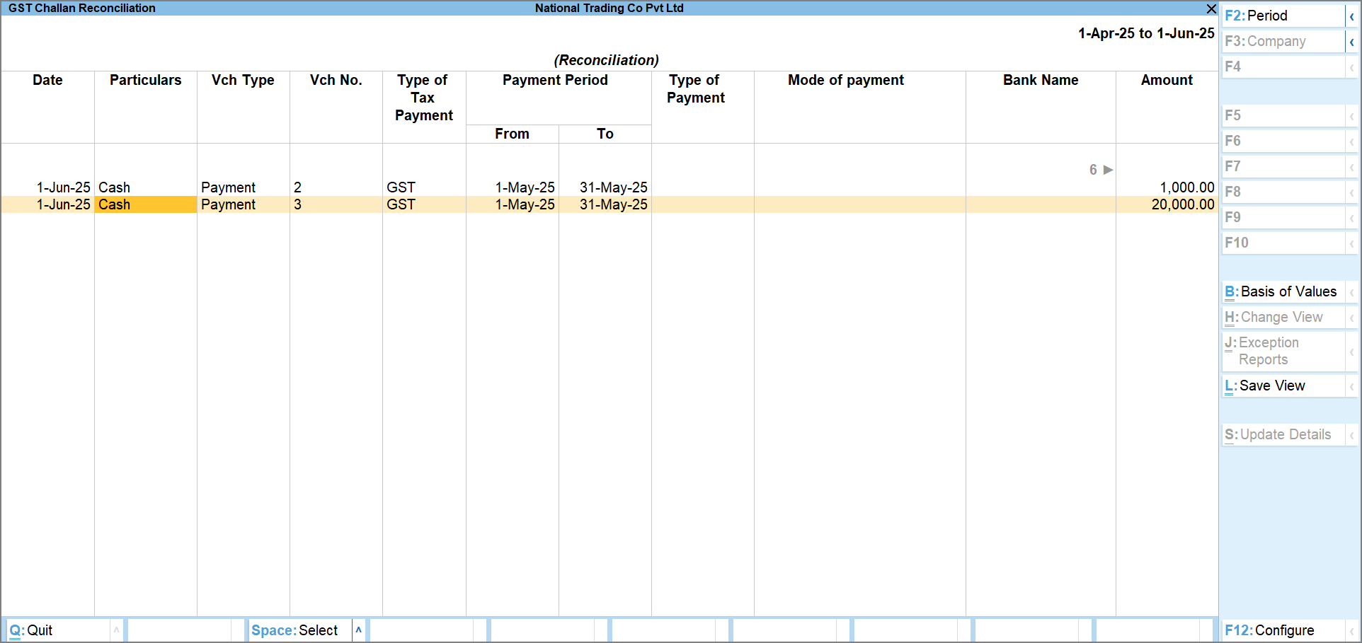 GST Challan Reconciliation Report
