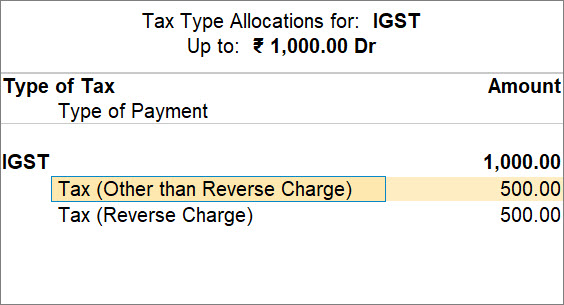 Tax Type Allocation TallyPrime