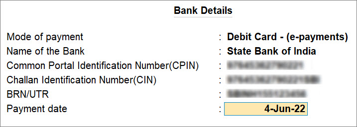 Bank Details in TallyPrime