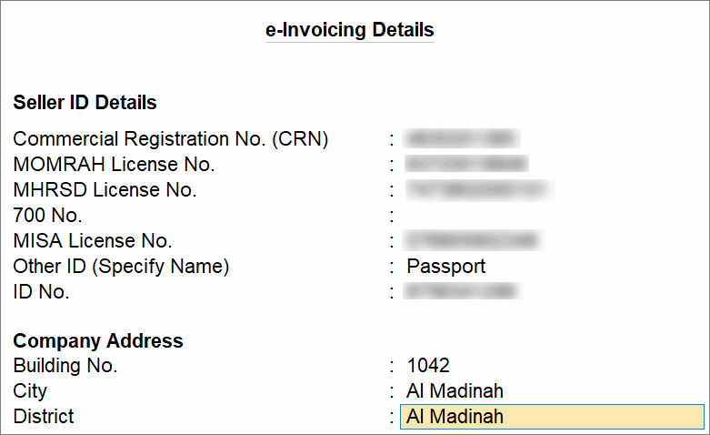e-Invoicing Details in TallyPrime