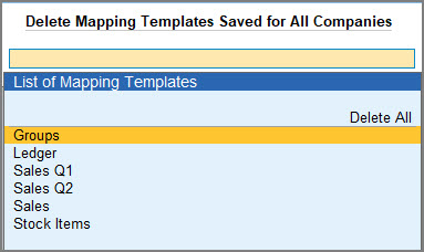 Delete Mapping Templates Saved for All Companies
