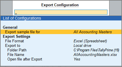 Export Configuration