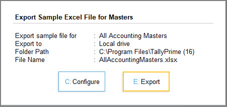 Export Sample File for Masters