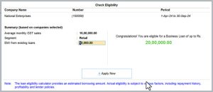 Eligibility as per Company Books