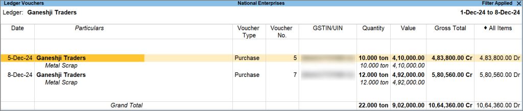 Ledger Voucher Report