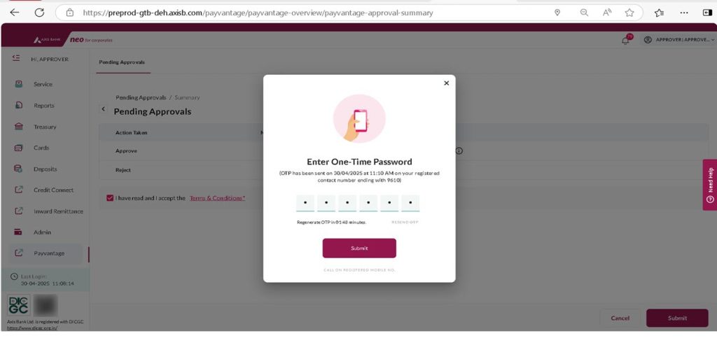 Authorisation - Neo for Corporates (Axis Bank)