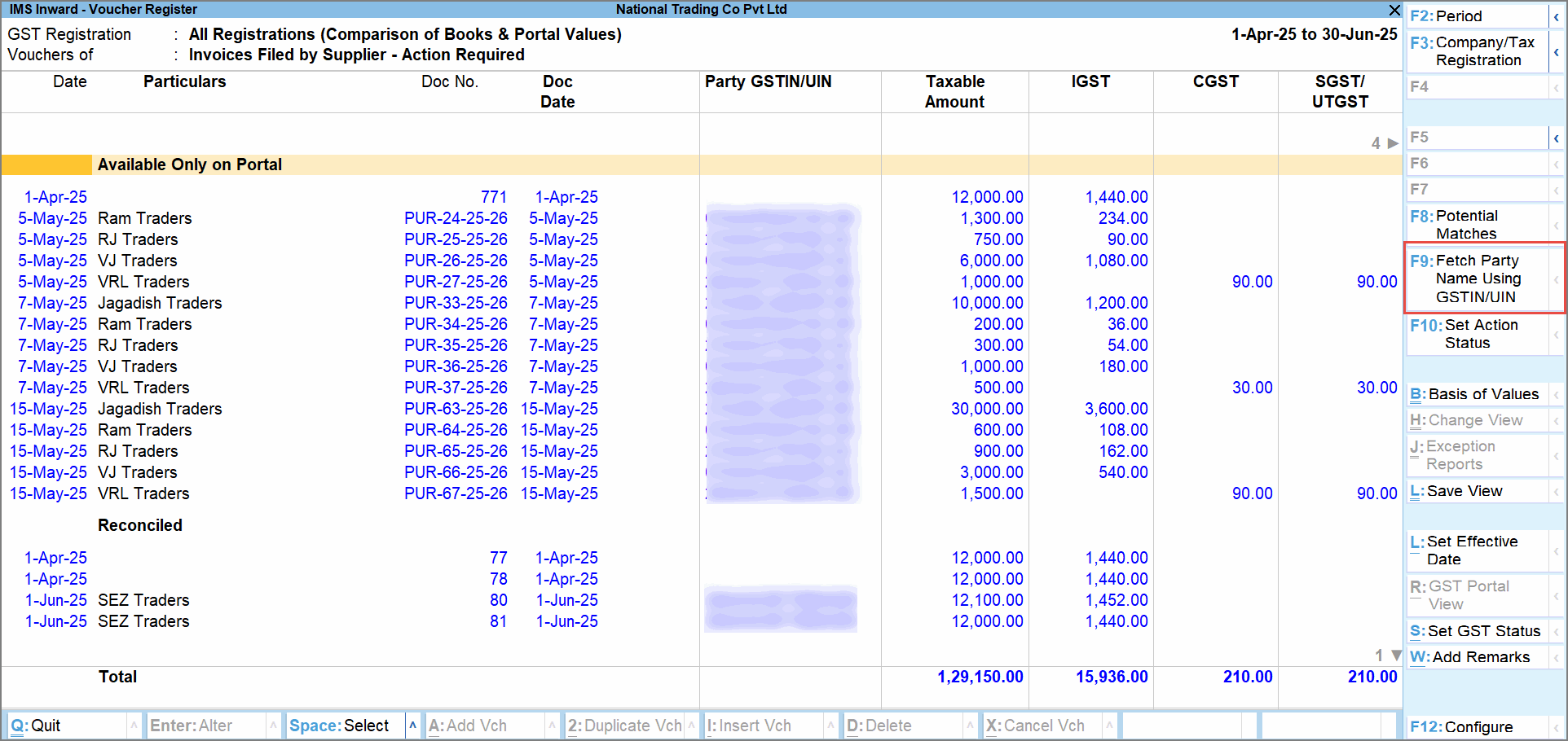 IMS Inward Voucher Register
