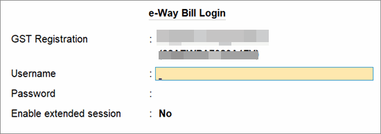 e-way bill login screen