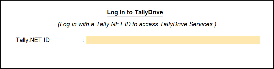 Log In to TallyDrive in TallyPrime