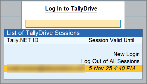 Log Out of TallyDrive in TallyPrime