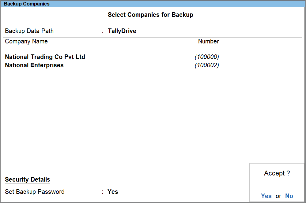 Take Backup to TallyDrive in TallyPrime