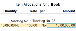 Item allocation screen in Delivery Note