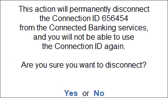Confirming the Disconnection of ICICI Bank Account from TallyPrime