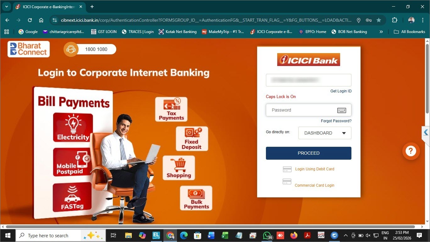 Log In to ICICI CIB Portal
