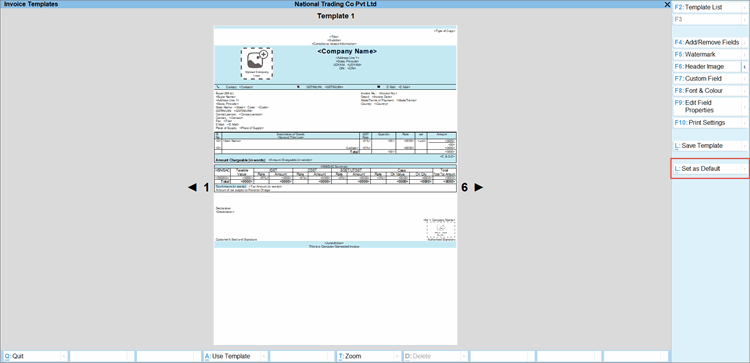 Set Template as Default