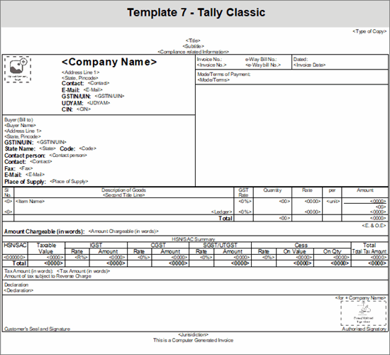 Tally Classic Template