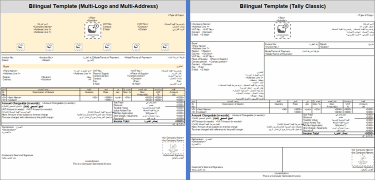 Bilingual templates