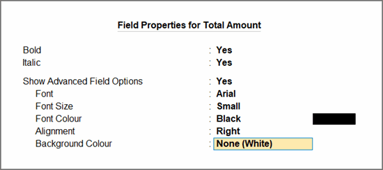 field background colour