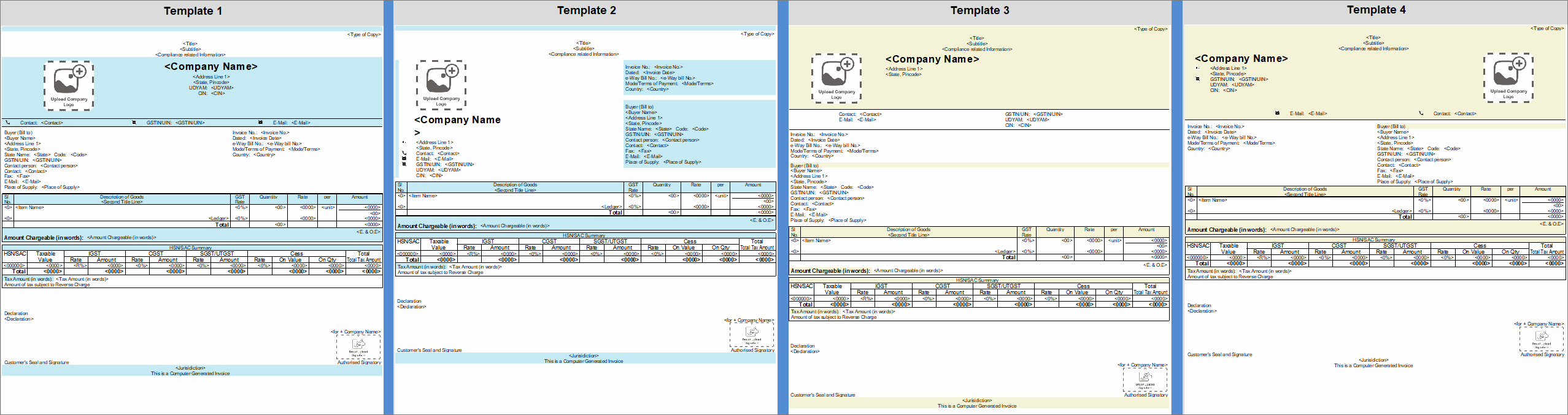 Predefined Templates
