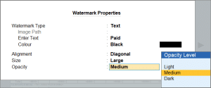 Watermark properties