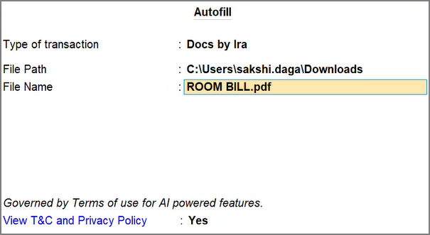 Autofill Vouchers via Docs by Ira in TallyPrime