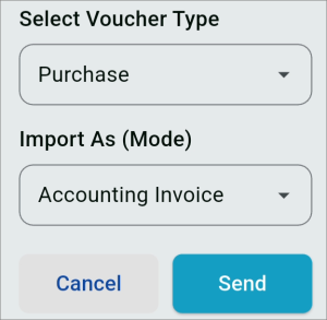 Selecting Voucher Type While Sending Transactions from TallyIra App to TallyPrime