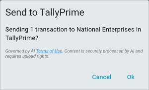 Confirmation for Sending a Transaction to TallyPrime