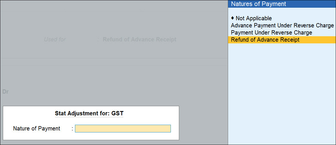 Stat Adjustment in TallyPrime