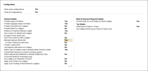 bill-by-bill configuration for party ledger
