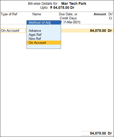 Bill-Wise Details in TallyPrime
