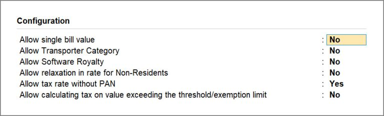 TDS Configuration in TallyPrime