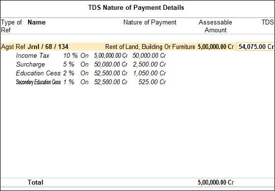 TDS Nature of Payment Details in TallyPrime
