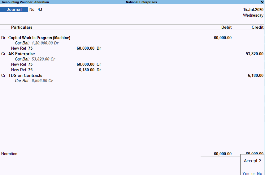 Deduct TDS on Fixed Assets in TallyPrime
