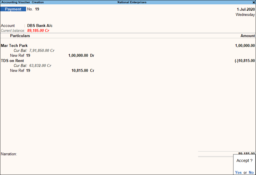 Payment Voucher in TallyPrime