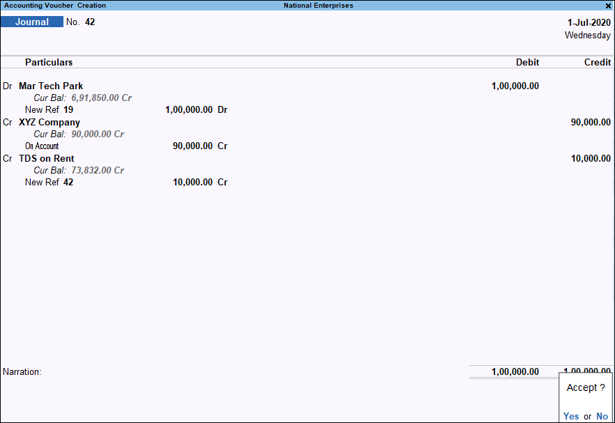 Journal Voucher in TallyPrime