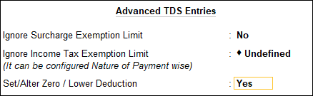 Advanced TDS Entries