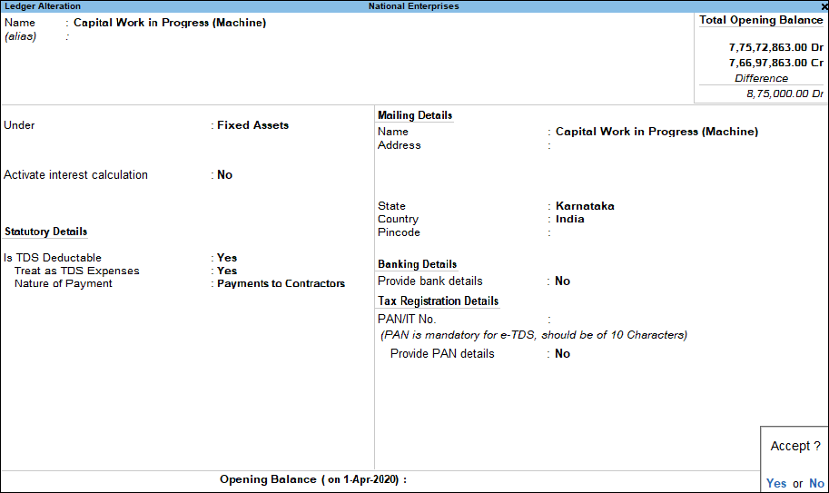 TDS Fixed Asset Ledger