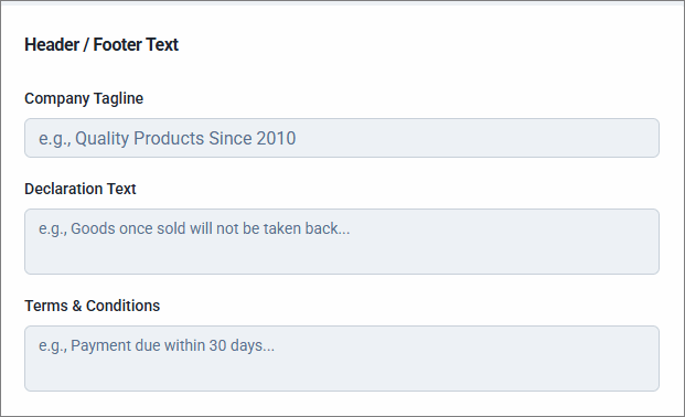 Header Footer text